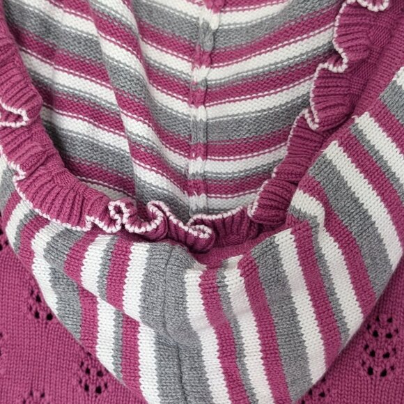 TUZAMA Girl's Magenta/Purple Zip-Up Hoodie with Pompom - Picture 7 of 10